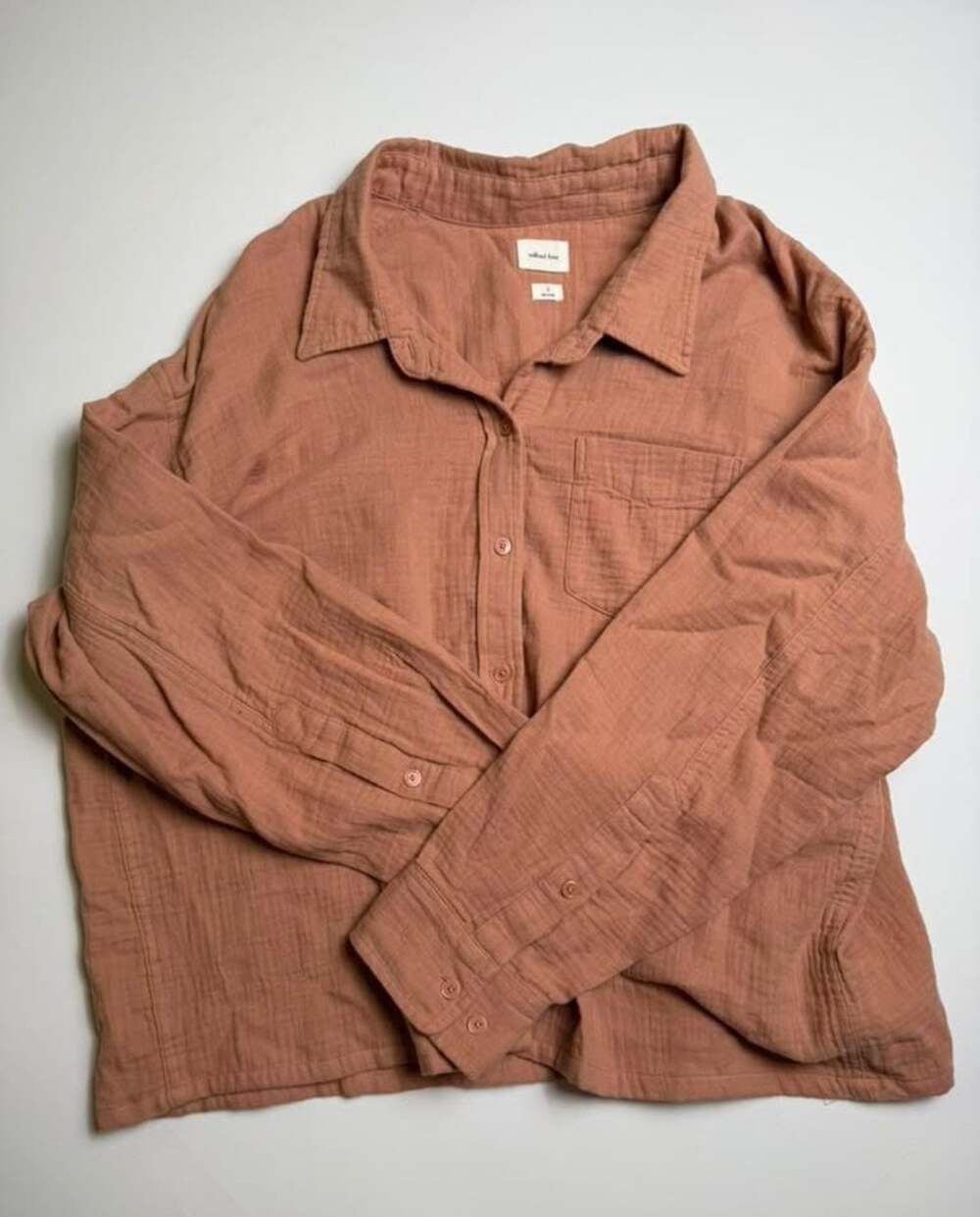 Wilfred Free Organic Cotton Gauze Mauve Pink Oversized Crinkled Button-Up Shirt